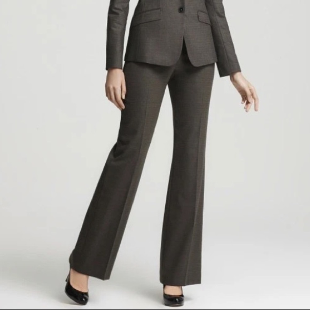 Elie Tahari Stretch Wool Black and White Herringbone Trouser Pant size 8